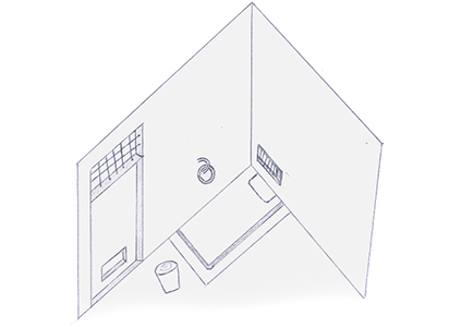 Drawing of torture prison cell