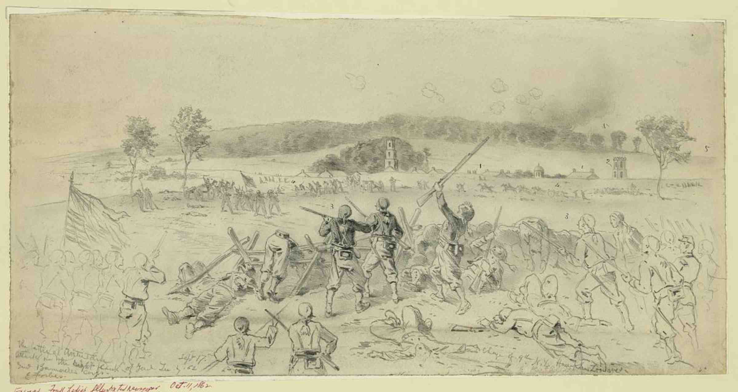 A historical sketch from a battle scene