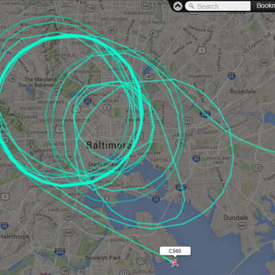 Image of flight path over Baltimore
