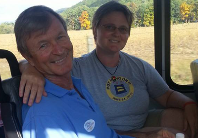 My daughter, Sarah, and I on the way to Pride