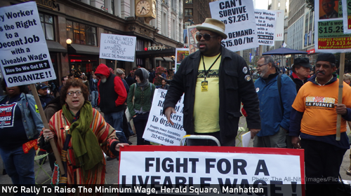 NYC Rally to Raise the Minimum Wage, Herald Square, Manhattan