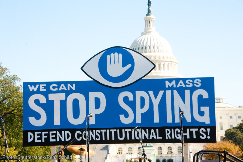 "We can stop mass spying!" Protest at Capitol