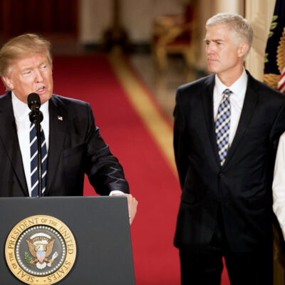 President Donald Trump with Supreme Court nominee Neil Gorsuch at the White House.