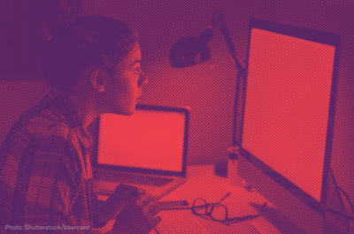 Woman looking at computer screen