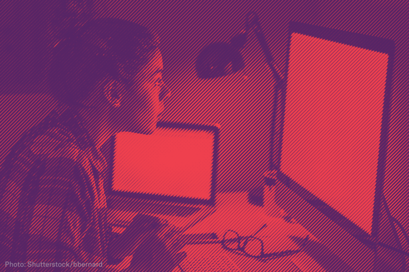 Woman looking at computer screen