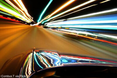 Image of car with lights at night