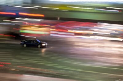 Car in blurry lights