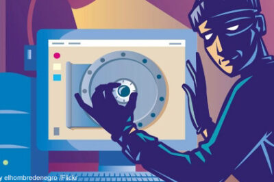Burglar "cracking" computer-screen "safe"