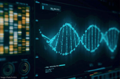 DNA double helix on computer screen