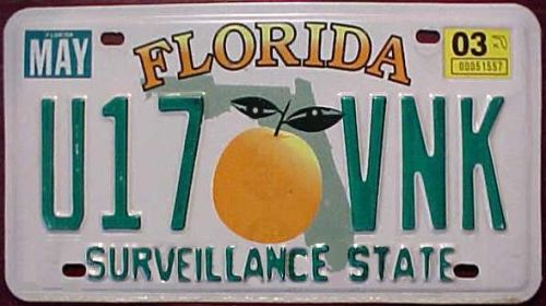 Florida "Surveillance State" license plate