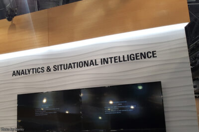 Expo display touting "analytics and situational intelligence"