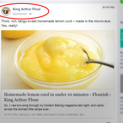 Lemon curd recipe posting on Facebook