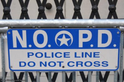 Sign: NO PD Police Do Not Cross