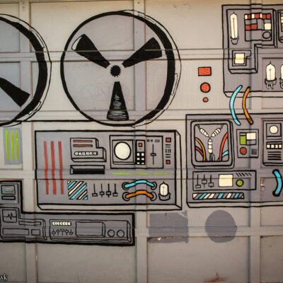 Drawing of old reel-to-reel tape equipment