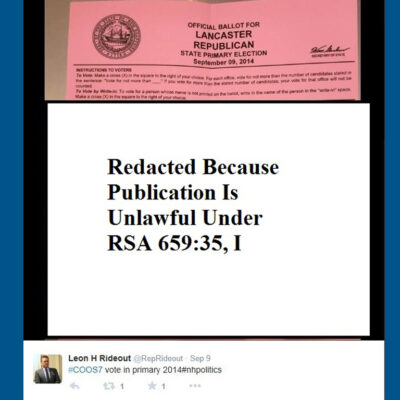 Official New Hampshire Ballot for Republican State Primary Election