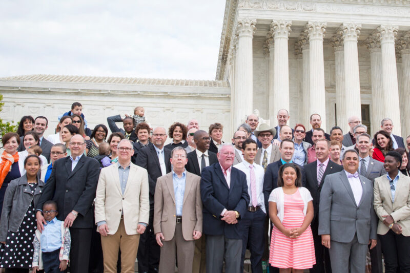 Plaintiffs and families in front of the Supreme Court