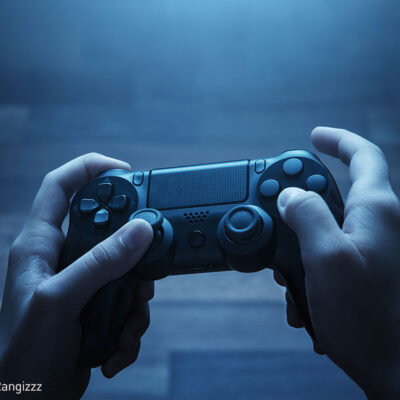 Person playing a video game