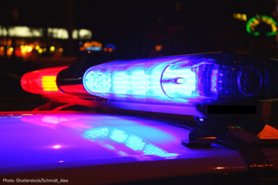 Lights on top of police car