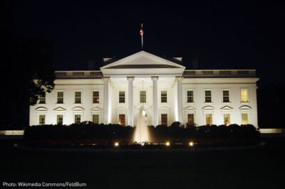 The White House at night