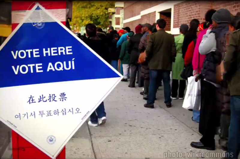 Voters in line