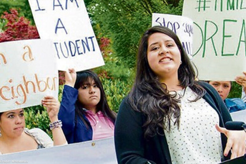 Lorella Praeli at a rally