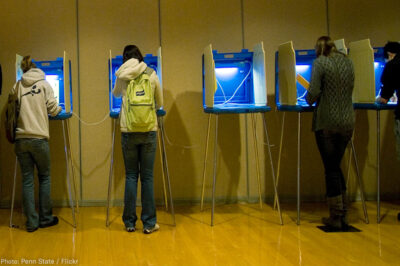 Voters go to the polls to cast their ballots.