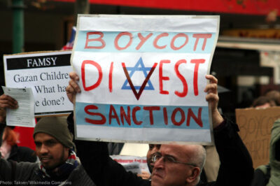 BDS protest sign