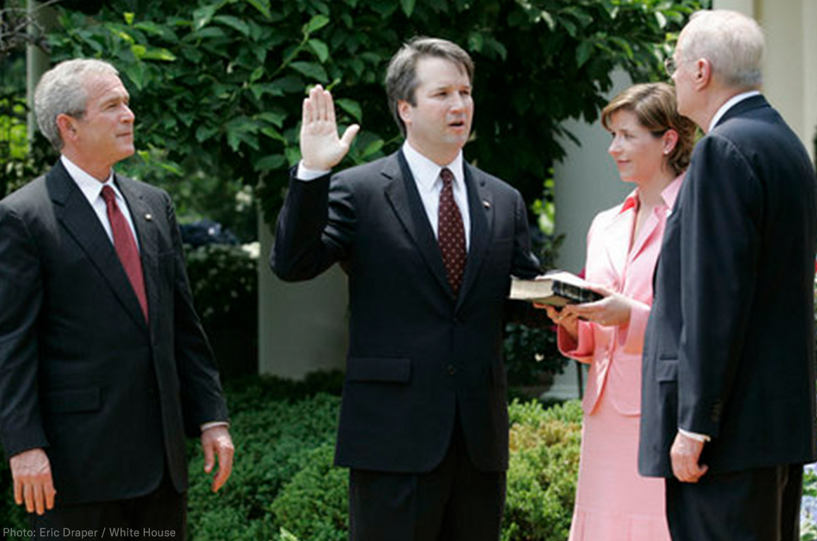 Brett Kavanaugh being sworn in