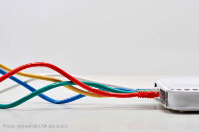 Ethernet cables plugged in