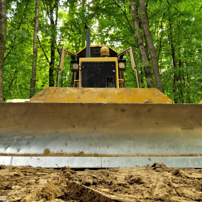 Bulldozer in a forest