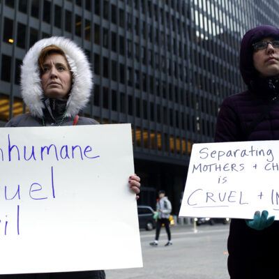 Signs at a protest