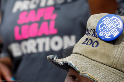 Close up of a button with the text "Keep Abortion Legal"