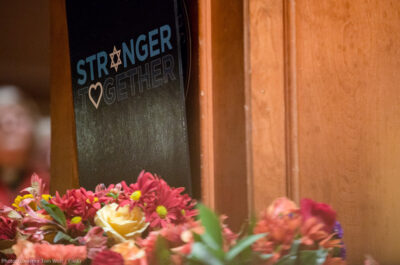 Stronger Together poster at Pittsburgh Memorial