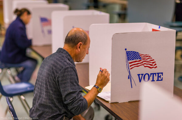 Voter at booth
