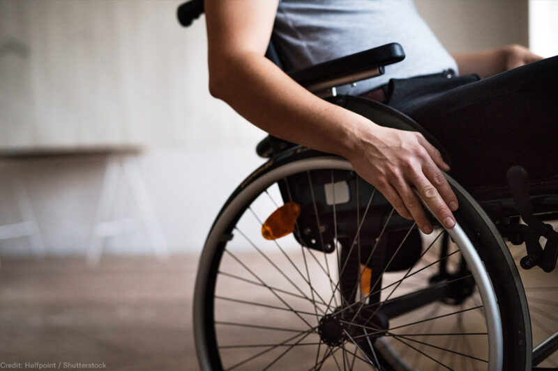 Person in a wheelchair at home