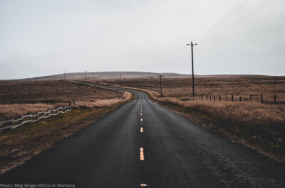Rural road in Montana in the fall