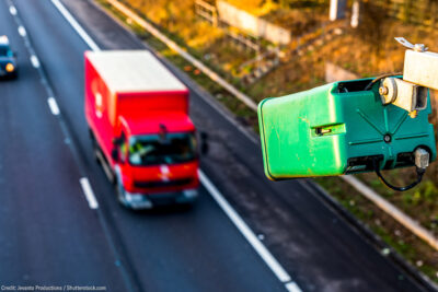 A traffic camera overlooking a highway