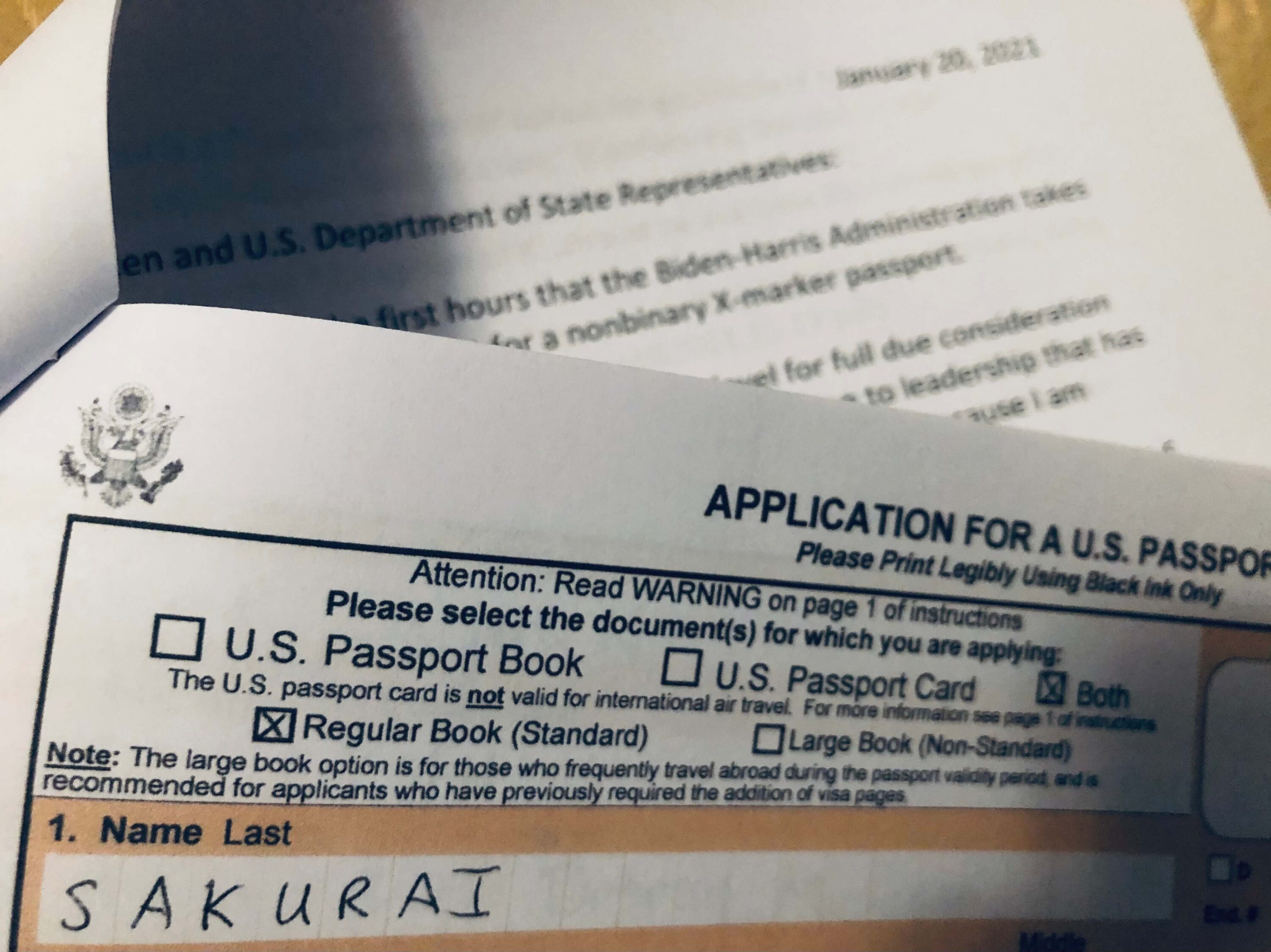 U.S. Passport application