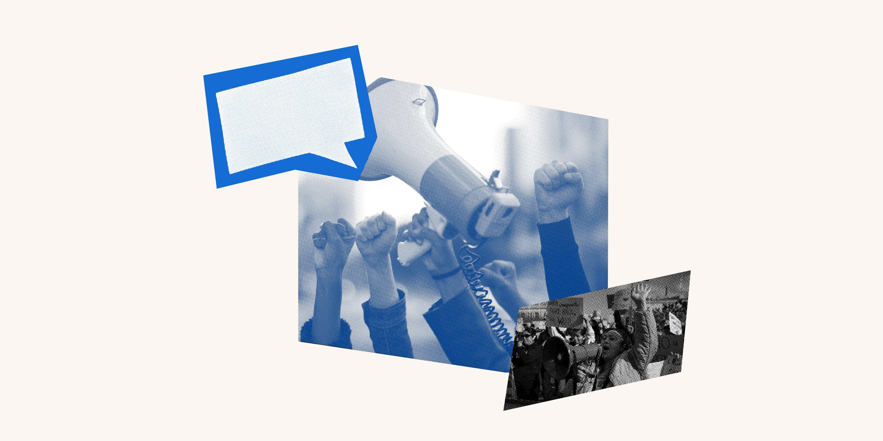 Collage of images related to Free Speech