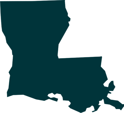 Green colored outline of the state of Louisiana