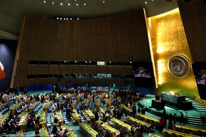 Delegates converse while in attendace at the United Nations General Assembly on October 26, 2022 in New York City.