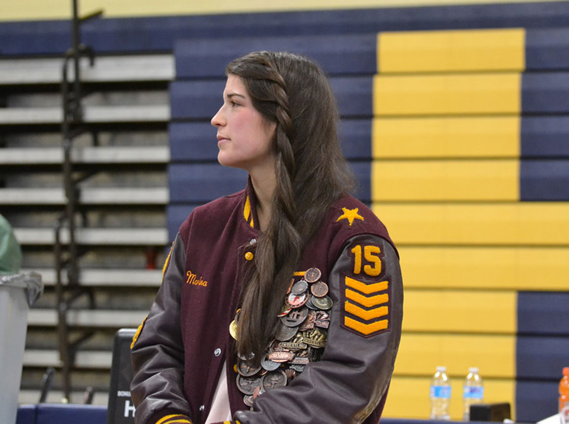 Marina with her varsity jacket