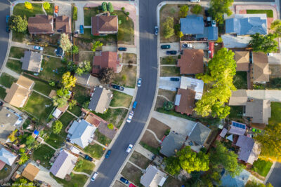 Aerial view of a line of <a href=