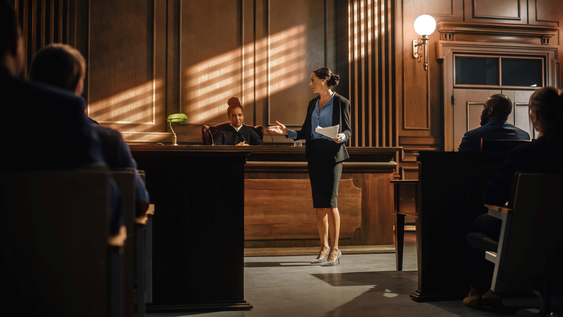 Woman in courtroom