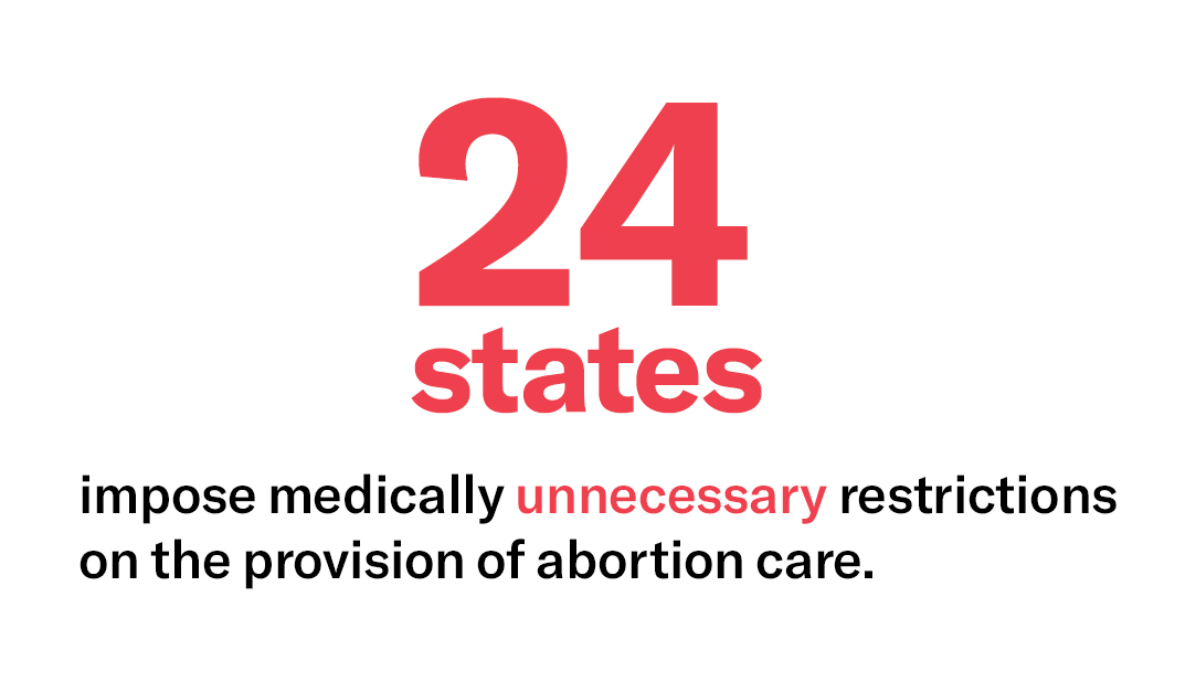 24 states impose medically unnecessary restrictions on the provision of abortion care