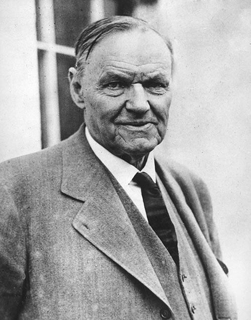 A black and white portrait of Clarence Darrow.