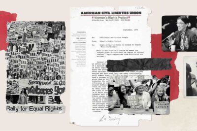 A historical collage of photos and documents, with text that says "Rally for Equal Rights"