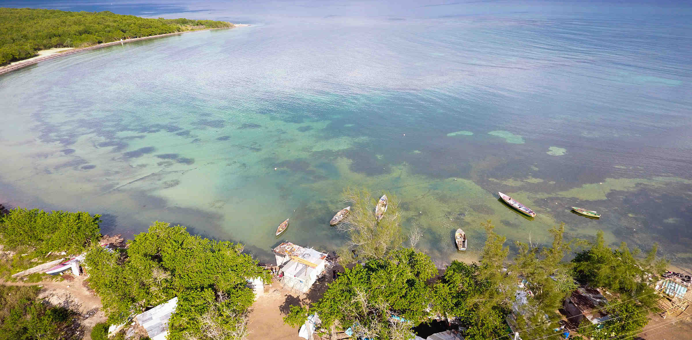 Aerial view of Half Moon Bay, near Falmouth, Jamaica