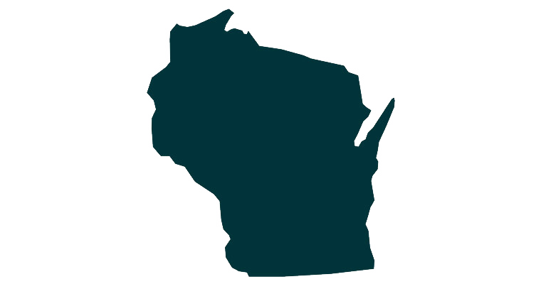 An outline of the state of Wisconsin.