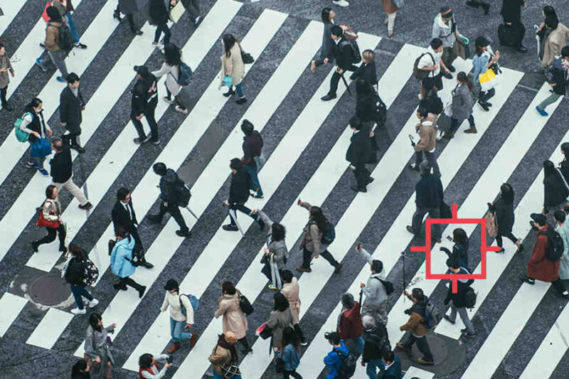 people crossing the street, identified by ai